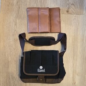 New Two-Tone Black and Brown Messenger Lunch Bag